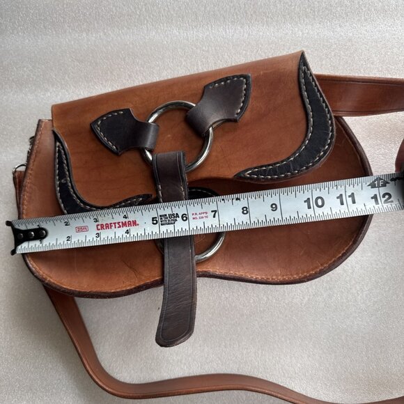 Jagger Vintage Brown Leather Saddlebag Purse With Adjustable Strap & Unique - Picture 8 of 10
